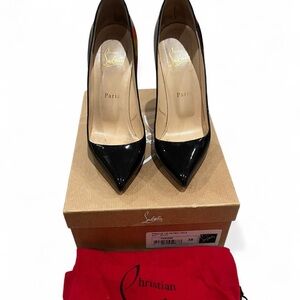 Christian Louboutin Pigalle 120 Patent Leather Black Pumps Size 38 Red Bottoms